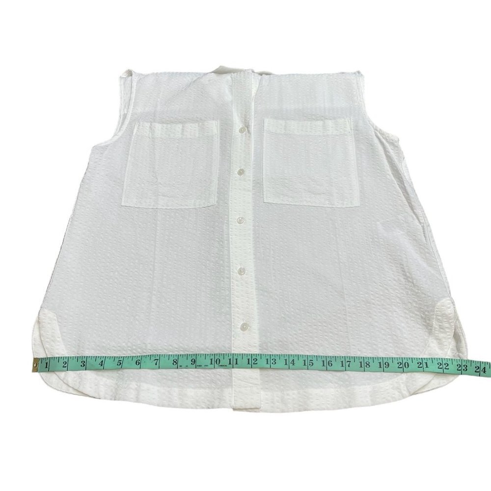 Banana Republic White Sleeveless Button Up Shirt Top Textured Fabric Size S NWT - Picture 9 of 10